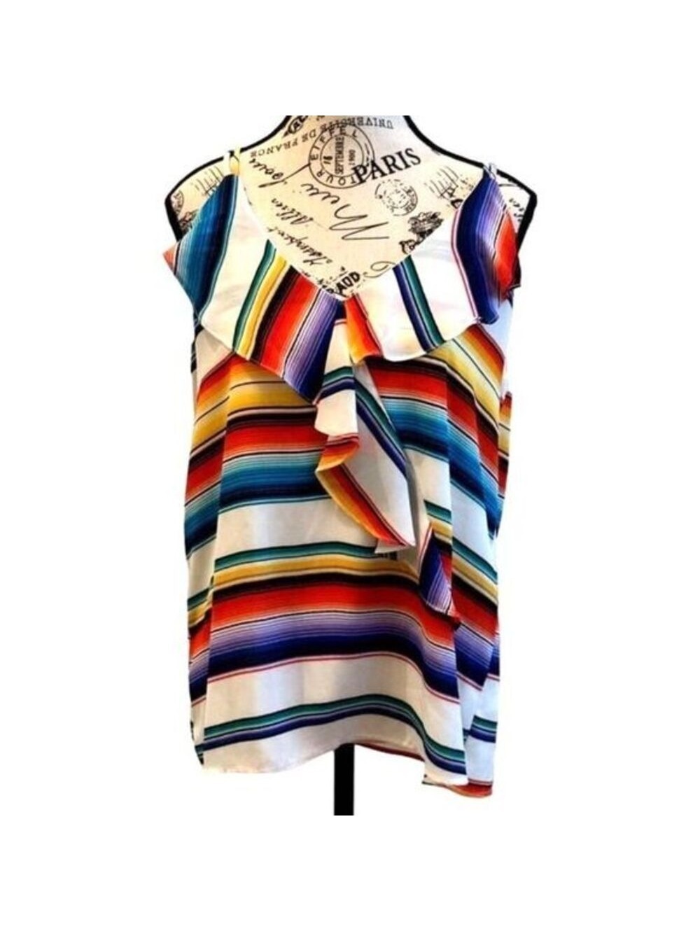 Rainbow Stripe Ruffle Halter Top | Cake | Large | NWOT | SKU160